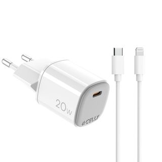 Celly UPTC1USBC20WCTL - 20W GaN Wall Charger + USB-C to Lightning cable UPTC CO…