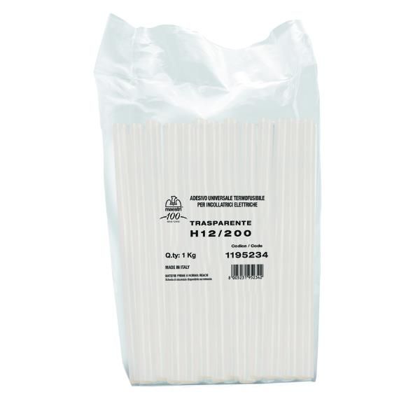 Colla termofusibile M12/200 - diametro 12 mm - lunghezza 20 cm - 1 kg - traspar…