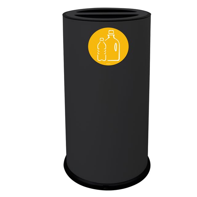 Contenitore tondo per raccolta differenziata - 2 scomparti - 70 L - nero - Stil…