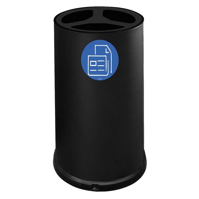 Contenitore tondo per raccolta differenziata - 3 scomparti - 100 L - nero - Sti…