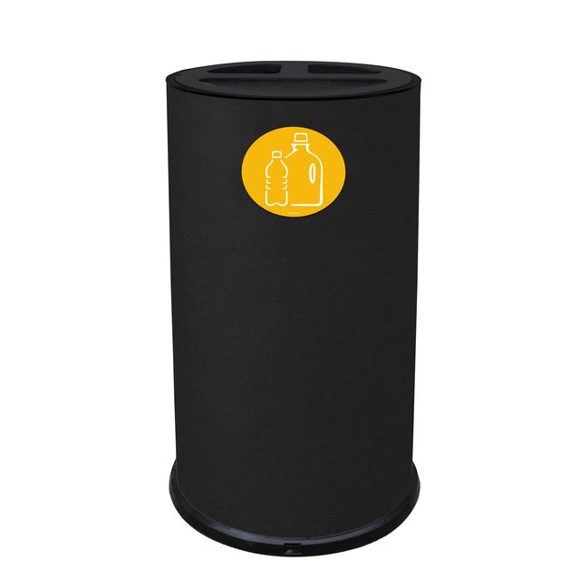 Contenitore tondo per raccolta differenziata - 3 scomparti - 70 L - nero - Stil…
