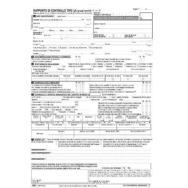 DATA UFFICIO MODULO RAPPORTO DI CONTROLLO 1A AUTOCOPIANTE 3 FOGLI CONF 20 Pz.