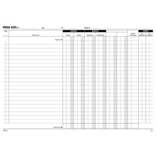 DATA UFFICIO PRIMANOTA CASSA BANCA AUTOCOPIANTE 2 FOGLI 297X210 A4 100 FOGLI CO…