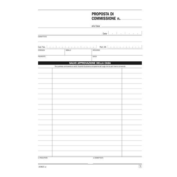 DATA UFFICIO PROPOSTE DI COMMISSIONE AUTOCOPIANTE 2 COPIE 148X215 mm 50+50 FOGL…