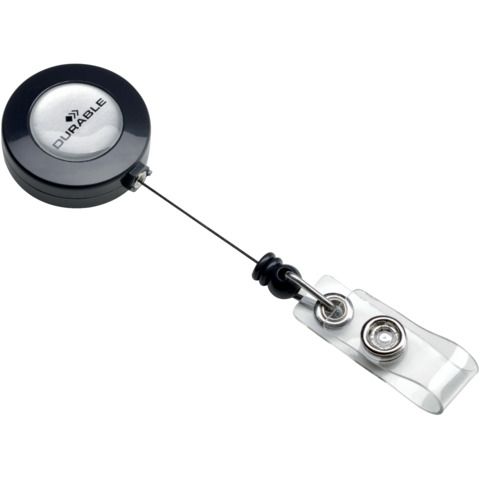 DURABLE PORTABADGE A CHIOCCIOLA YO-YO TONDA CON CLIP IN PLASTICA FILO AVVOLGIBI…