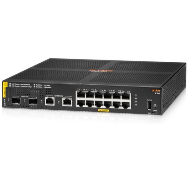 HPE Aruba 6100 12G Class4 PoE 2G/2SFP+ 139W Switch - Switch - gestito - 12 x 10…