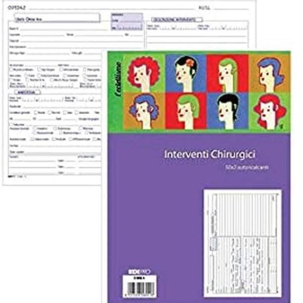 EDIPRO BLOCCO INTERVENTI CHIRURGICI AUTORICALCANTE 22X29.7 CM 50X2 FOGLI CONF 2…