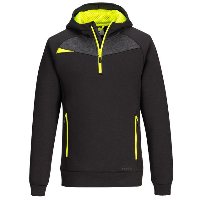Felpa DX467 a mezza zip - con cappuccio - taglia XXL - nero - Portwest