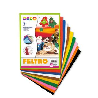 Feltro colorato - 21 x 30 cm - colori assortiti - Deco - conf.10 fogli