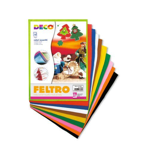 Feltro colorato - 21 x 30 cm - colori assortiti - Deco - conf.10 fogli