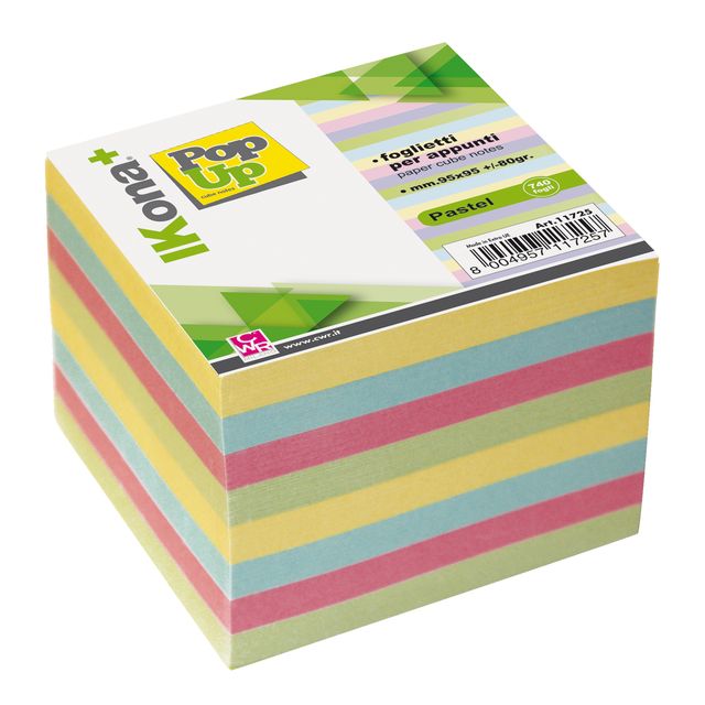 Foglietti Cubo - collato su un lato - pastello assortiti - 9,5 x 9,5 cm - 740 f…