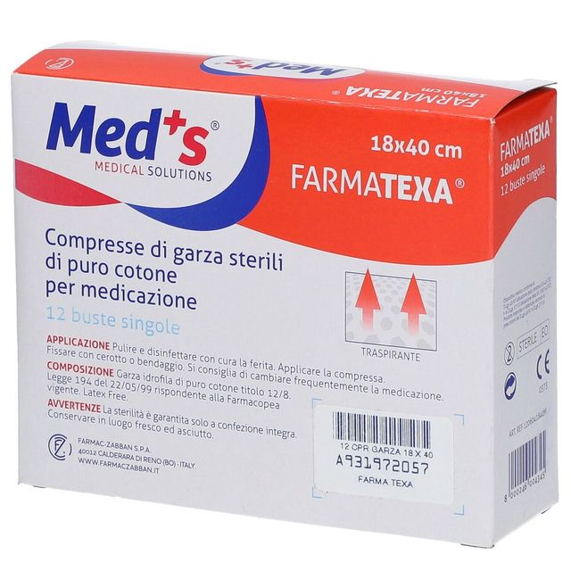 Garza sterile - 18 x 40 cm - MED'S - scatola da 12 compresse (imbustate singola…