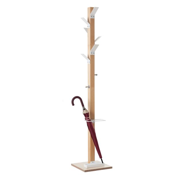 Appendiabiti Easycloth - con portaombrelli - 6 posti - 35 x 35 x 180 cm - legno…