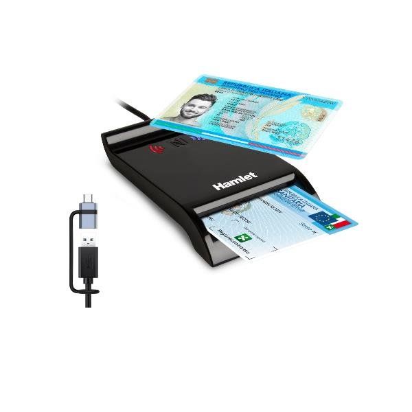 HAMLET LETTORE USB-A + USB-C DI SMART CARD