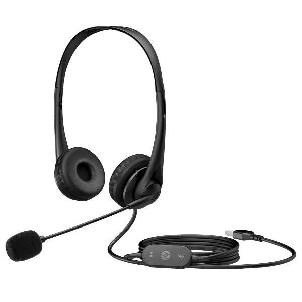 HP G2 CUFFIE ON-EAR STEREO CON MICRONO CANCELLAZIONE DEL RUMORE USB-A NERO