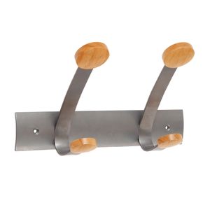 Appendiabiti da muro - 2 posti - 30 x 11,2 x 17,5 cm - metallo/legno - grigio m…