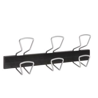 Appendiabiti da muro - 3 posti - 46,5 x 7,2 x 16,5 cm - metallo/ABS - nero/grig…