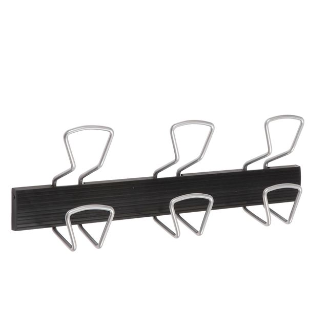 Appendiabiti da muro - 3 posti - 46,5 x 7,2 x 16,5 cm - metallo/ABS - nero/grig…