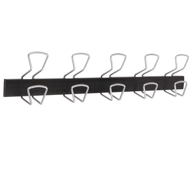 Appendiabiti da muro - 5 posti - 76 x 7,2 x 16 cm - metallo/ABS - nero/grigio m…