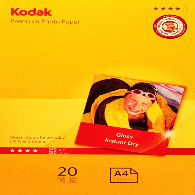 Kodak - Carta Fotografica Ultra Premium Gloss - A4 - 240 gr - 20 fogli - 5740-0…