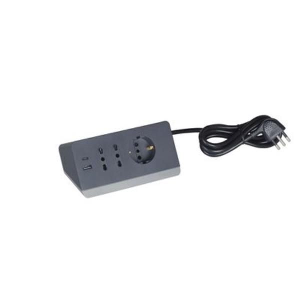Legrand Multipresa da scrivania con 2 prese USB tipo A+C - grigia