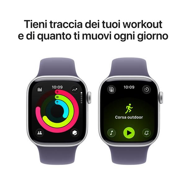 Apple Watch Series 11 GPS 42mm Cassa Alluminio Argento con Sport Band Viola Neb…