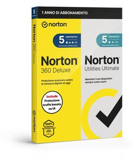 NORTON 360 DELUXE 2026 -ANTITRUFFA- 5 DISPOSITIVI 12 MESI 50GB + UTILITIES ULTI…