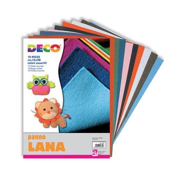 Panno lana - 20x30cm - colori assortiti - DECO - conf. 10 pezzi