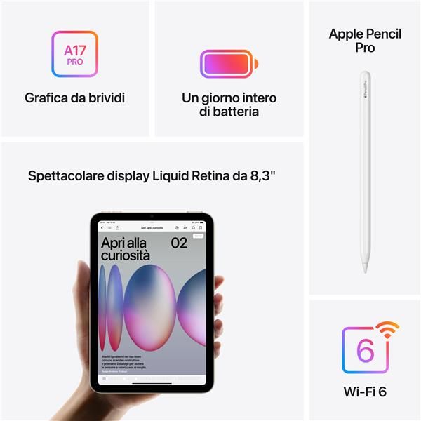Apple iPad mini A17 Pro Wi-Fi - Tablet - 128 GB - 8.3" IPS (2266 x 1488) - viola