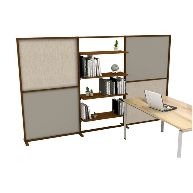 Parete divisoria/libreria Tetrix - 307 x 180,5cm - profilo corten - lino cancun…