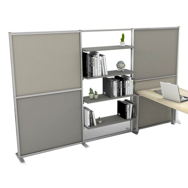 Parete divisoria/libreria Tetrix - 307 x 180,5cm - profilo silver - lino cancun…