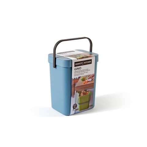 Pattumiera Gino - per rifiuti organici - 5 L - azzurro - Perfetto