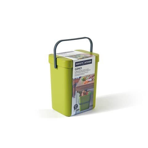Pattumiera Gino - per rifiuti organici - 5 L - verde - Perfetto