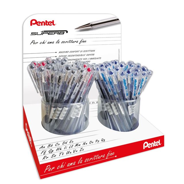 Penna a sfera Super B - colori assortiti (blu/rosso/nero) - Pentel - expo 96 pe…