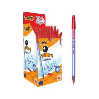 Penna a sfera con cappuccio Cristal Soft - punta 1,2mm - rosso - Bic - conf. 50…