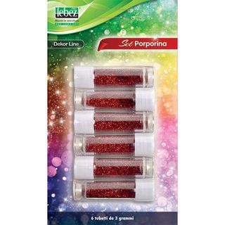 Porporina glitter - 2gr - rosso - Lebez - conf. 6 tubi