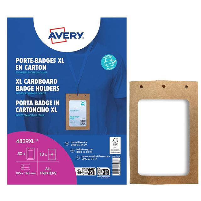 Portabadge A6 - in cartoncino plastificato - laser/inkjet - 105 x 148 mm - Aver…