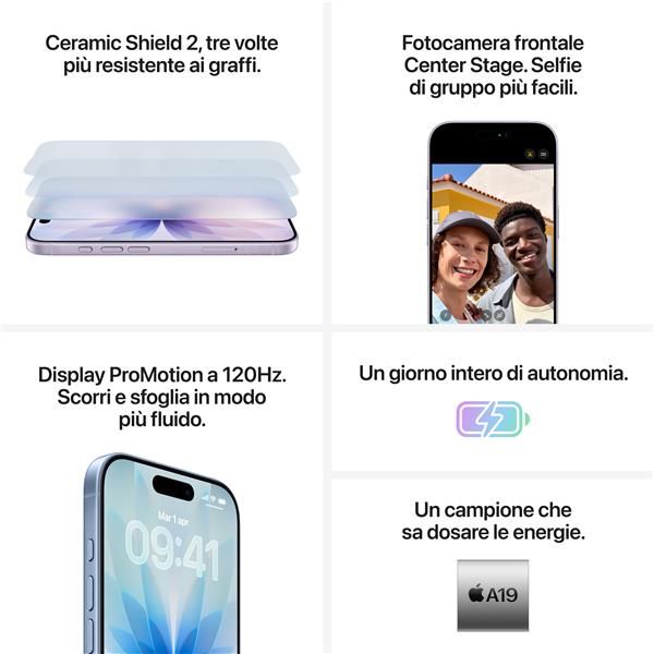 Apple iPhone 17 256GB Lavanda, 16 cm (6.3ʺ), 2622 x 1206 Pixel, 256 GB, 48 MP, …
