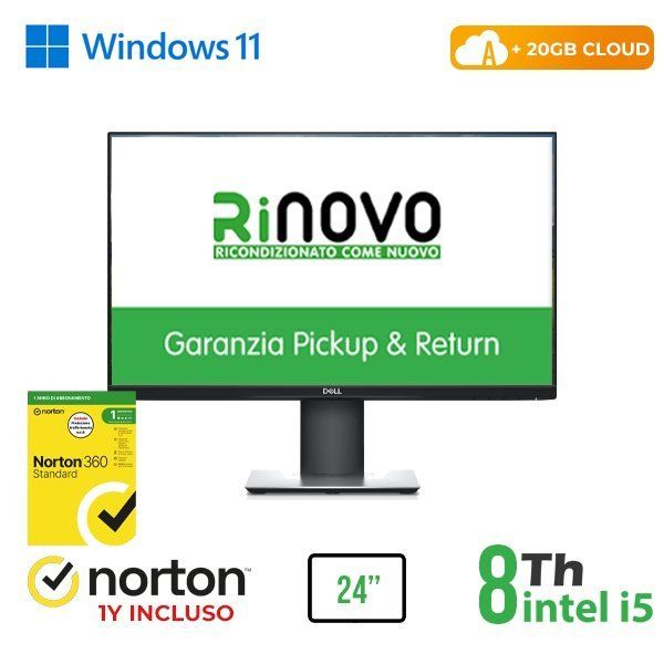 RINOVO ALL-IN-ONE DELL 24" P2419HC + Ultra DELL 7070 i5-8X00 8GB 256SSD W11P CL…
