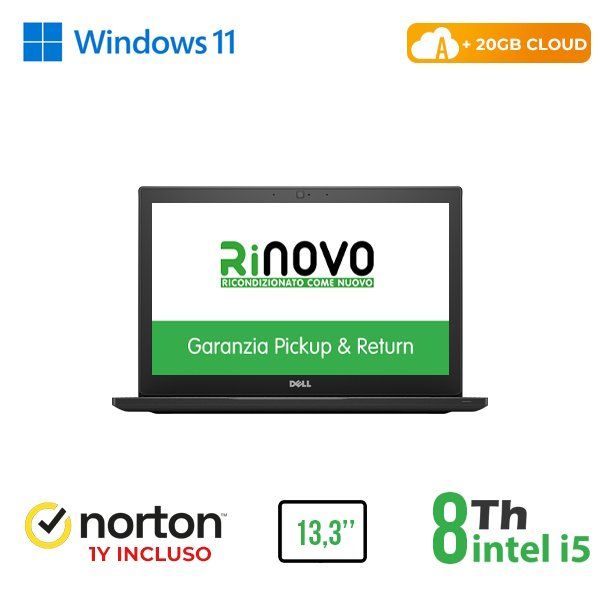 RINOVO NB DELL REFURBISHED Latitude E7390 i5-8X00U DDR4 16GB SSD 480GB 13.3" W1…