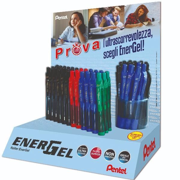 Roller Energel X - a scatto - 0,7 mm - Pentel - expo 60 pezzi