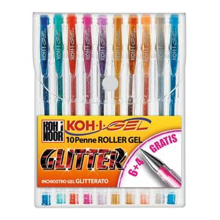 Roller gel colorati - colori glitter - Koh.I.Noor - astuccio 10 roller
