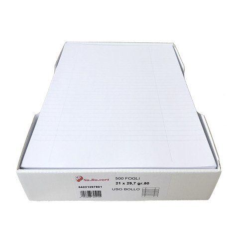 SABA CART RISMA CARTA 80 GR USO BOLLO 500 FOGLI 210X297 mm A4 RIGHE ORIZZONTALI…