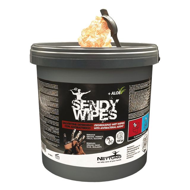 Salviette umidificate Sandy Wipes - in secchiello - 26 x 27 cm - Nettuno - conf…