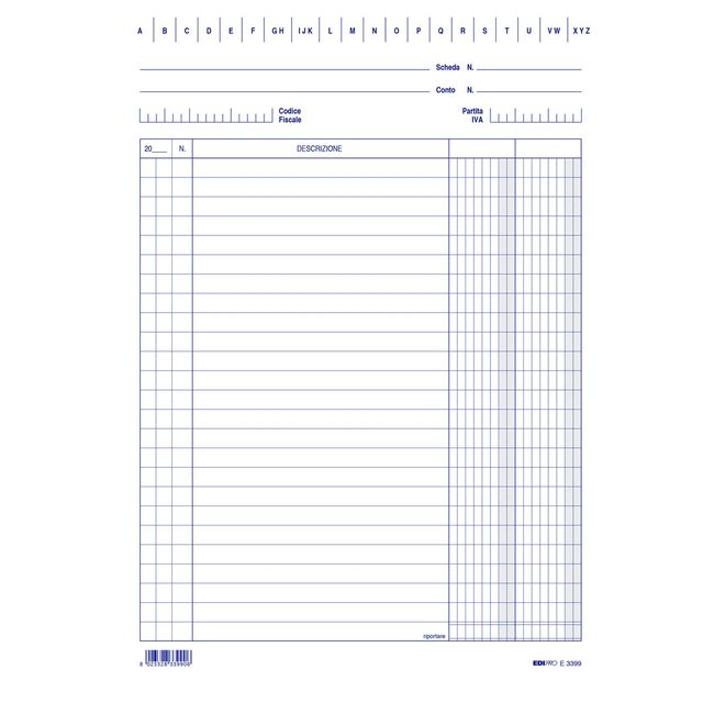 Schede - 2 colonne - 24 x 17 cm (verticale) - Edipro - conf. 100 pezzi