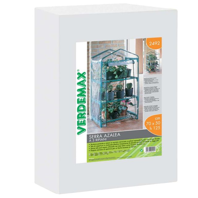 Serra Azalea - 3 ripiani - 70 x 50 x 125 cm - acciaio verniciato/PVC - verde/tr…