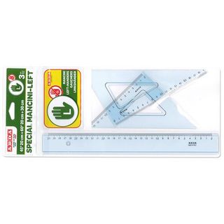 Set disegno per mancini - riga 30cm - squadre 45/60gradi - Arda