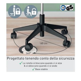 Sgabello Active con Ruote e Seduta Comfort Oscillante