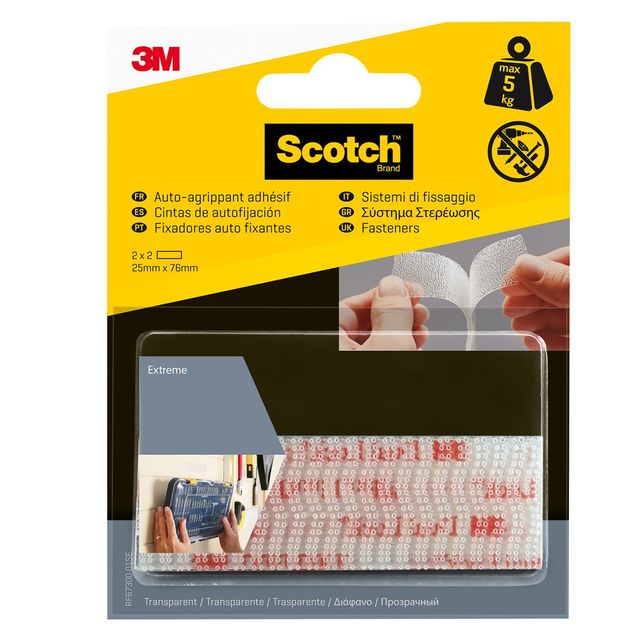 Sistema di fissaggio Dual Lock - 2,5 x 7,6 cm - trasparente - 3M - blister 2 co…