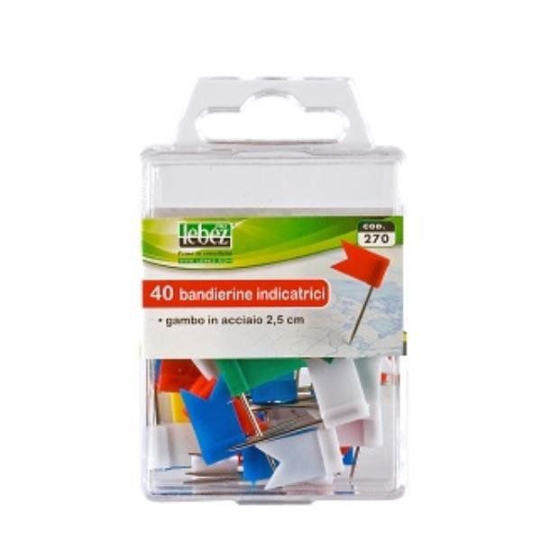 Spilli a bandierina - colori assortiti - Lebez - scatola 40 pezzi